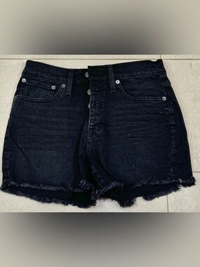 J. Crew Black High-Rise Button-Fly Denim Shorts